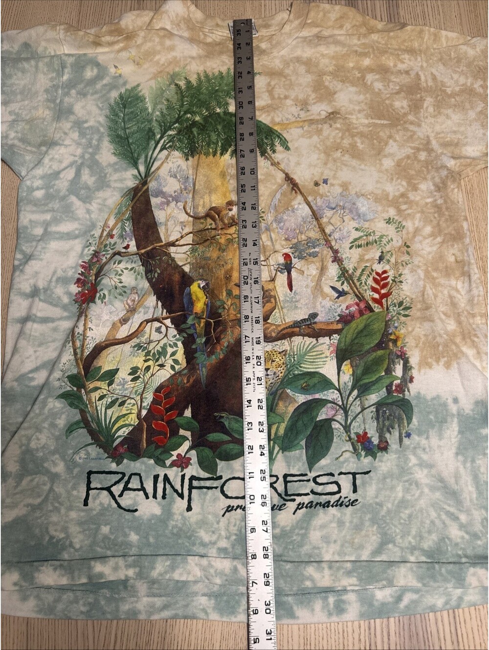 Vintage 1991 Liquid Blue Rainforest Preserve T-Shirt Tie Dye XL Single Stitch - Picture 14 of 16